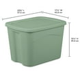thumbnail image 2 of Sterilite Large Storage Bin, 18 Gallon Durable Plastic Storage Tote with Snap-On Lid , Green, 8 Pack, 2 of 7