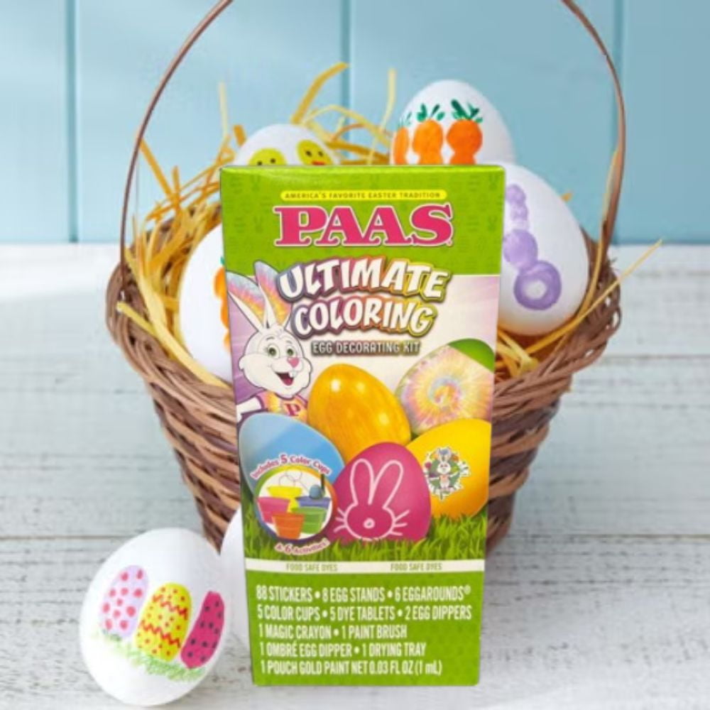 PAAS Ultimate Coloring Egg Decorating Kit (1 Pack) – Deluxe DIY Bundle with 88 Stickers, Gold Paint, 5 Color Cups, and Bonus LaPrima Morceau Bonbon