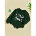 thumbnail image 3 of Suealasg Baby Boys Irish Day Romper Letter Clover Print Long Sleeve Crew Neck Bodysuit Newborn Spring Playsuit Clothes, 3 of 7