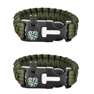 Uxcell Survival Paracord Bracelets, 2 Pack Braided Parachute Bracelet,  Black, Red 