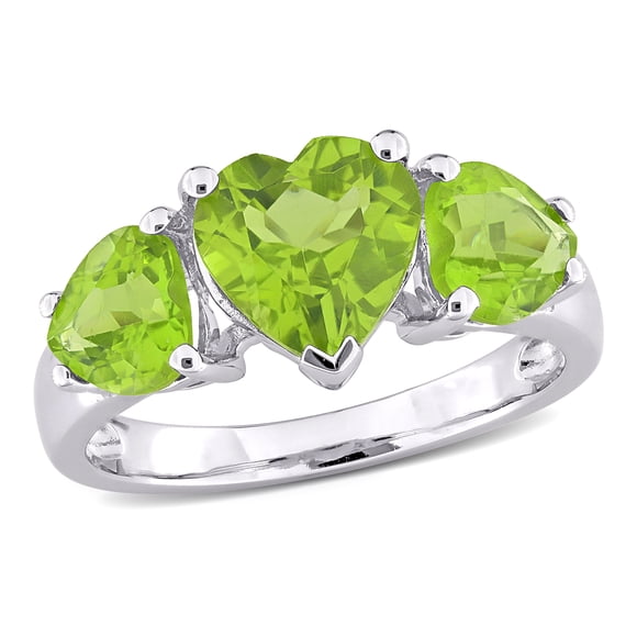 Miabella Women’s 3 1/3ct Peridot 3-Stone Sterling Silver 3 Stone Ring