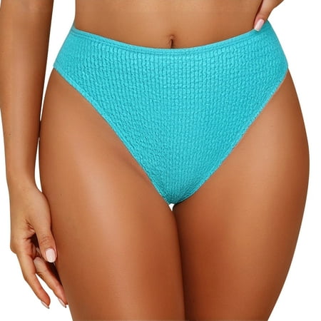 Arnsht Women s High Waisted High Cut Cheeky Thong Bikini Swimsuit Soft Comfort Breathable Bathing Suit Bottoms Sky Blue S
