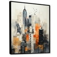 thumbnail image 2 of Designart "Urban Rhythm Minimalism in Orange and Grey II" Abstract Collages Floater Framed Wall Art Print, 2 of 7