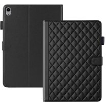 For iPad (A16) 11th/10th Gen 11/10.9 inch 2025/2022 Case, Rhombus Pattern Multiple Viewing Angles Stand Slim Folio Cover (Black)