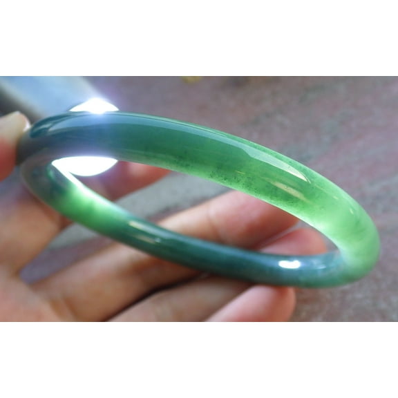 Icy Green Natural A JADE Jadeite Circle Bangle Bracelet 58.2 mm 680517 TN