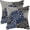 Blue Black, variant on 4th of July Pillow Covers 16x16 Set of 2, Red Navy Blue White Dahlia Floral Decorative Throw Pillows Linen Geometric Flower Modern Style Cushion Pillow Covers for Sofa Couch Outdoor Decor