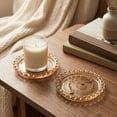 thumbnail image 6 of Naittoop 3.7" Round Beaded Glass Candle Holders 3 Pack Clear & Amber Glass Pillar Jewelry Organizer Tray with Beaded Rims for Coffee Table Centerpiece Bathroom Counter Decor, 6 of 6