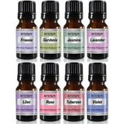 Floral Garden Fragrance Oils 8 X 10 mL (0.33 Oz) 100% Pure - Freesia, Jasmine, Rose, Gardenia, Lilac, Violet, Lavender, Tuberose Essentials Gift Set of 8 by Sponix 8 Pack