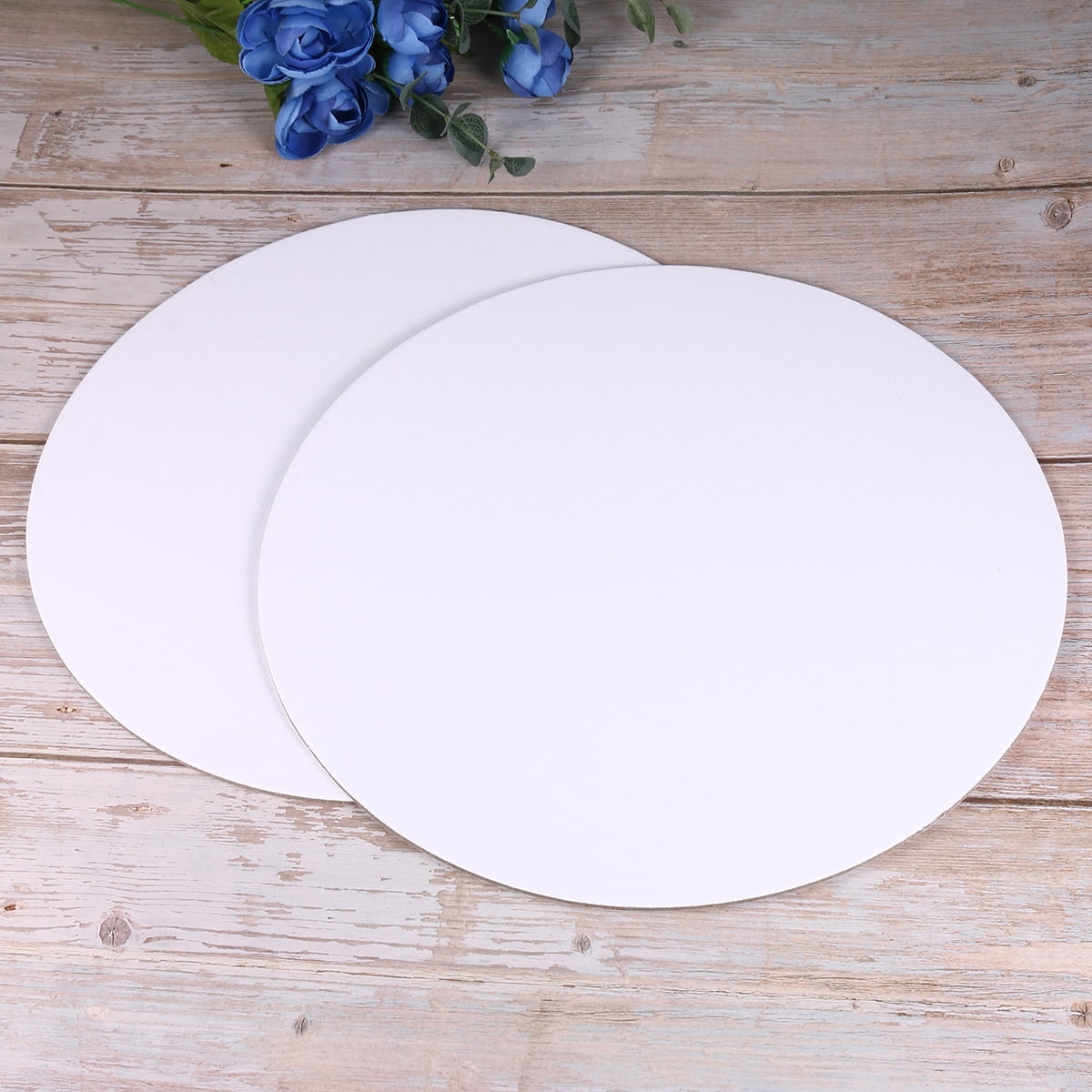 UEETEK 6PCS Circle Canvas Panel for Artists to Display in Hobby Projects White