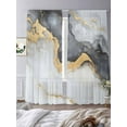 thumbnail image 3 of Grey White Marble Sheer Curtains 84 Inch Length 2 Panels Set for Living Room/Bedroom, Ink Painting Abstract Modern Semi Curtain Sheers Drapes Rod Pocket Curtains Window Treatment Set 52''x84''x2, 3 of 7