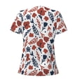 thumbnail image 4 of Naloa Red Blue Leaves Print T-Shirts Short Sleeve V Neck Tees for Women Fashion Tops Trendy Lightweight Soft Casual Summer Outfits Clothes, 4 of 5