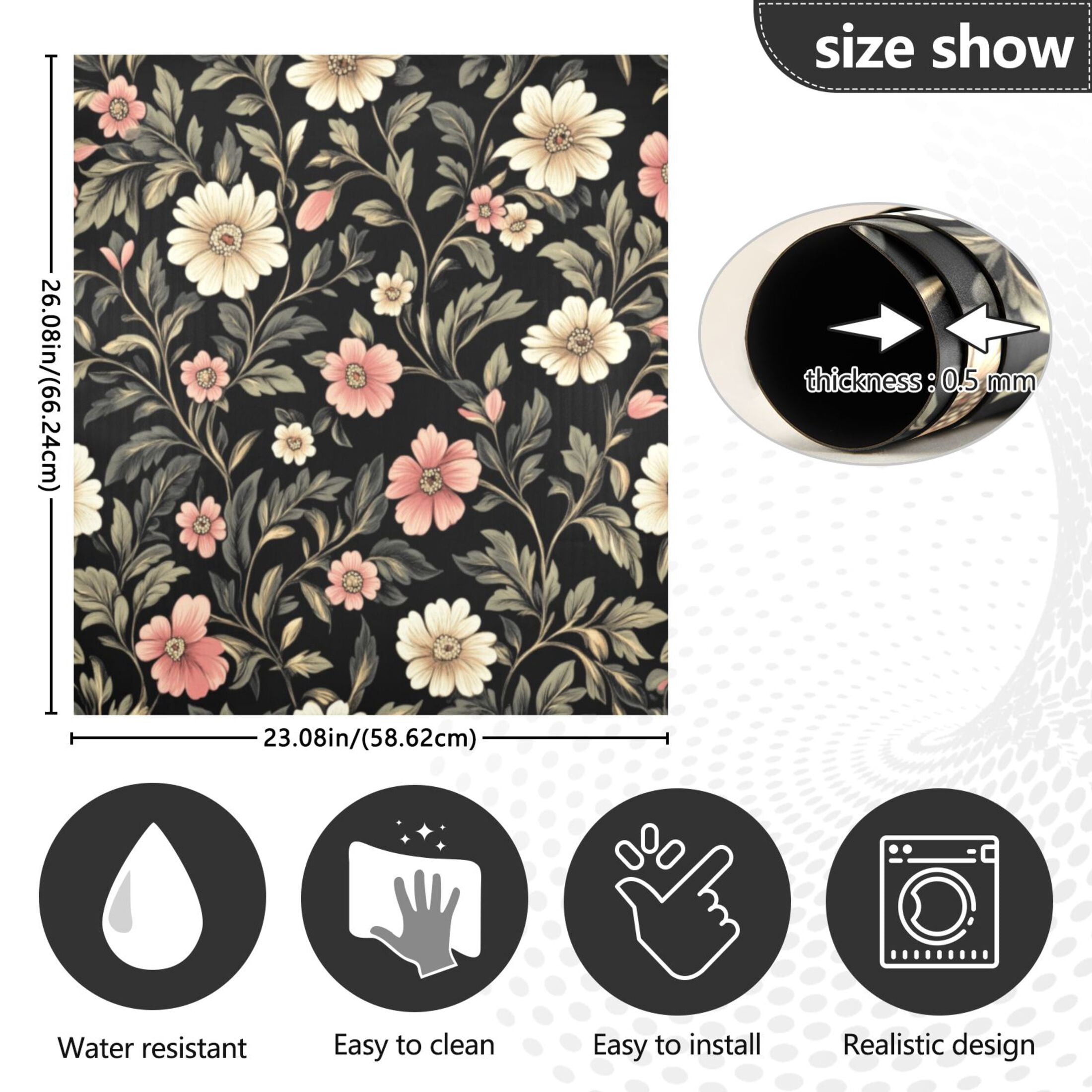 Dishwasher Magnetic Sticker 23x26 Inch Refrigerator Magnetic Sticker Washing Machine Magnetic Sticker Kitchen Panel Magnetic Sticker Home Decor Pretty White Flowers