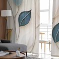 thumbnail image 4 of Blue Beige Leaf Sheer Curtains 84 Inches Long 2 Panels Set, Window Sheer Curtains for Living Room/Bedroom, Farmhouse Summer Botanical Watercolor Light Filtering Rod Pocket Curtain 52'' x 84'' x 2, 4 of 7