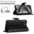 thumbnail image 2 of for iPhone 15 Pro Wallet Case, Elegant Card Holder Cash Slot PU Leather Kickstand Shoulder Strap Shockproof Protective Flip Women Girls Case Cover for iPhone 15 Pro, Black, 2 of 6