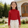 thumbnail image 3 of Ticikt Girls Lettuce Trim Neck Long Sleeve Shirts Ribbed Knit Slim Fit Base Layer Tops Tees, 3 of 4