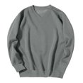 thumbnail image 5 of Men's Sweatshirts Stylish Long Sleeve V-Neck Sweat Shirt Fall Winter Casual Ribbed Cuffs Pure Color Tops for Daily Wear Light Gray 2XL, 5 of 7