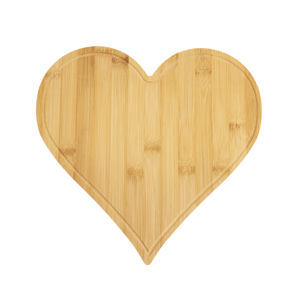 ( Set of 12 ) Bulk 12" Heart Shape Plain Bamboo Cutting Boards with Juice Groove