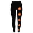 thumbnail image 3 of BRELIL Women Plus Size High Waisted Stretch Pumpkin Print Leggings Casual Loungewear Halloween Party Tights Cozy Autumn Fashion Bottoms, Black S, 3 of 4
