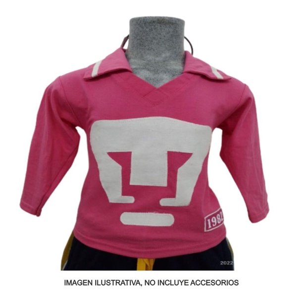Playera Garra Azul Pumas UNAM Talla 4 Retro manga larga puma en pecho fucsia