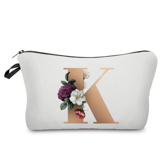 Bilqis Offres Sac Cosmétique Portable de Voyage pour Femmes avec Impression Numérique de Lettres Dorées