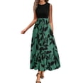 thumbnail image 2 of Maxi Dresses for Women 2025, Fashion Women's Summer Casual Round Neck Bandage Sleeveless Printing Beach Sundresses Boho Dresses A Line Maxi Dress Beach Vacation Clothes(Mint Green,L), 2 of 5