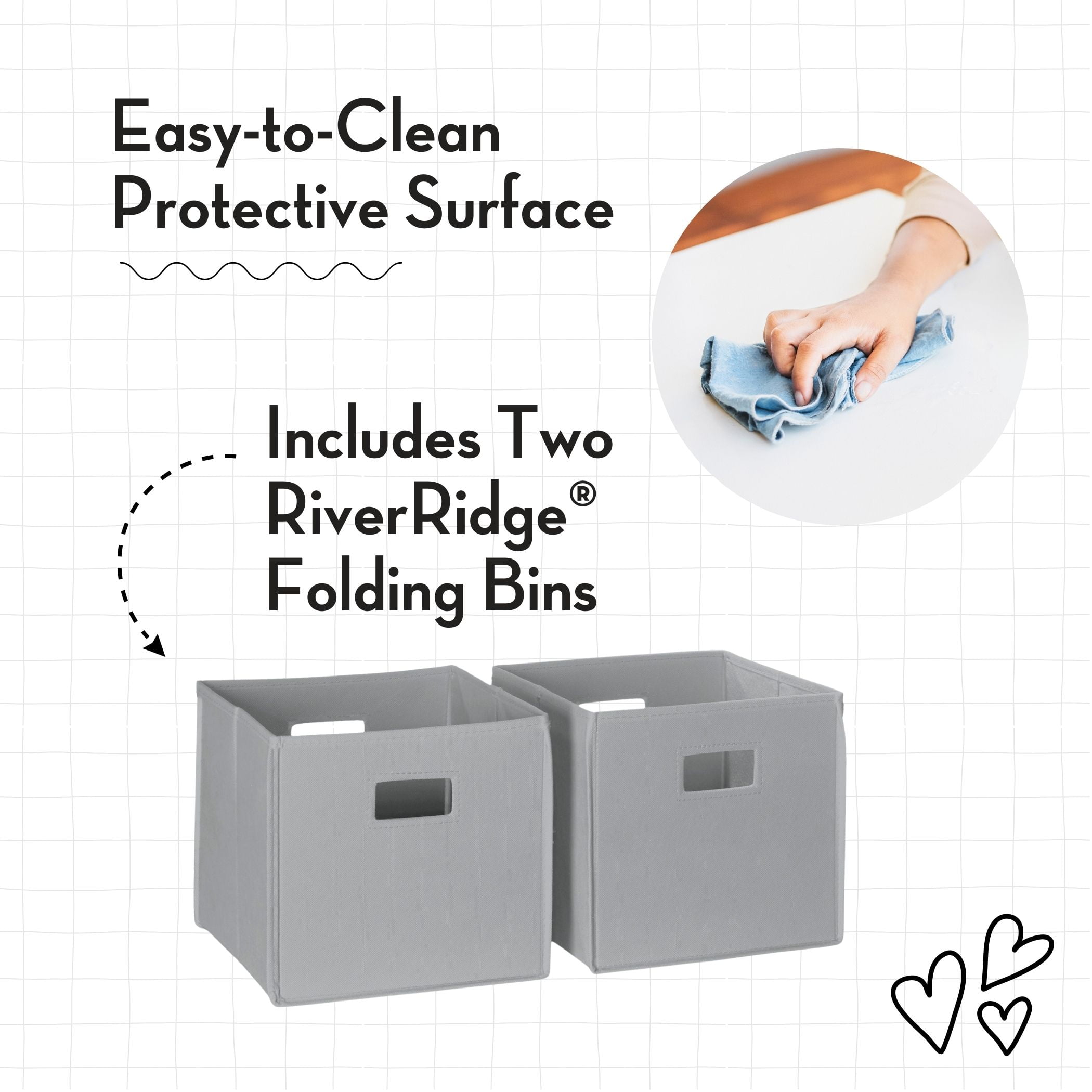 RiverRidge Kids Playroom Art Activity Table with 2 Cubbies, 2 Bookracks, and 2 Gray Bins