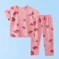 thumbnail image 2 of Hvobtty Girls' Short Sleeved Shirt Set, Toddler Outfit&nbsp;Sets, Children's Printed Pajamas Conditioning Set Two-piece Set Thickened Wistiti Insulation Set Newborn Underwear Set Hot Pink 7-8 Years, 2 of 3