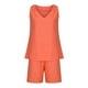 thumbnail image 4 of Puntoco Mujeres Casual Verano V Cuello Sólido Sin Mangas Tops y Pantalones Cortos Dos Conjunto Traje Liquidación Puntoco Puntoco-5870, 4 of 8