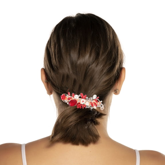Tineasur Rhinestone Hair Barrettes 2 Pcs Elegant Floral Alloy Hair Clips for Women Stylish Hairstyle Accessories