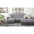 thumbnail image 3 of Modern Upholstered Convertible Chaise Lounge with Wood Trim (80.3” x 68.8”, Living Room, Thick Cushions), 3 of 8