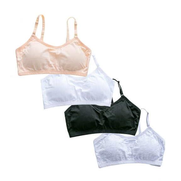 Girls Padded Training Bras for Teens & Big Girls Sports Bralette Bra Elastic Shoulder Straps Adjustable Straps Fixed Pads 10-15 Teen Student