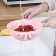 thumbnail image 4 of 12.6 Inch Plastic Colander with Long Handle Round Kitchen Strainer Basket Hollow Drain Basket for Washing Vegetables Rice Washing Sieve for Kitchen Prep, Round Perforated Drainage Basket,Pink, 4 of 4