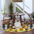 thumbnail image 4 of Round Rugs 8 Ft, Farmhouse Cow Non Slip Area Rugs for Kitchen Bedroom Entryway, Vintage Country Sunflower Black Buffalo Plaid Washable Carpet Runner Rug Floor Mats for Bedroom Home Decor, 4 of 9