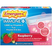 Emergen-C Immune Plus Vitamin C Supplement Powder, Raspberry, 30 Ct