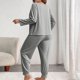 thumbnail image 4 of Pincandy Women's Plus Size Pajama Set - Crew Neck Long Sleeve Top & Pants, Casual & Comfortable for Homewear, 4 of 4
