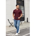 thumbnail image 3 of COOFANDY Men's Ribbed Polo Shirts Short Sleeve V Neck Slim Fit Polo T-Shirt Casual Summer Collared Golf Shirt, 3 of 6