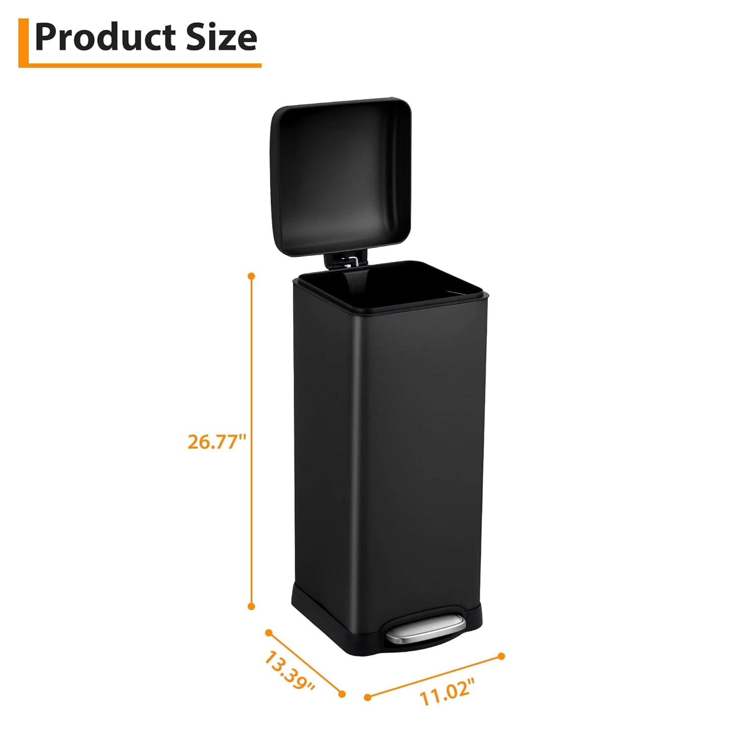 Huisuilinss 8 Gallon/ 30L Trash Can,Kitchen Trash Can with Lid,Step Trash Bin Fingerprint-Proof For Office Bedroom Bathroom Brushed Stainless Steel Garbage Can