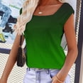 thumbnail image 5 of Summer Savings Clearance Summer Cap Sleeve Tops for Women 2024 Gradient Color Shirt Fashion Square Neck Tshirt Tops Vacation Basic Shirt Blouse, 5 of 8