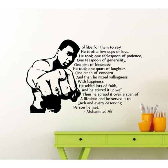 Ali Quote Wall Vinyl Decal Champions Gym Motivational Fitness Vinyl Sticker Cassius Clay Inspirational Home Sport Gym Art Decor Lettering Boxer Boxing Quotes Mural Vinyl Sticker (162ex)