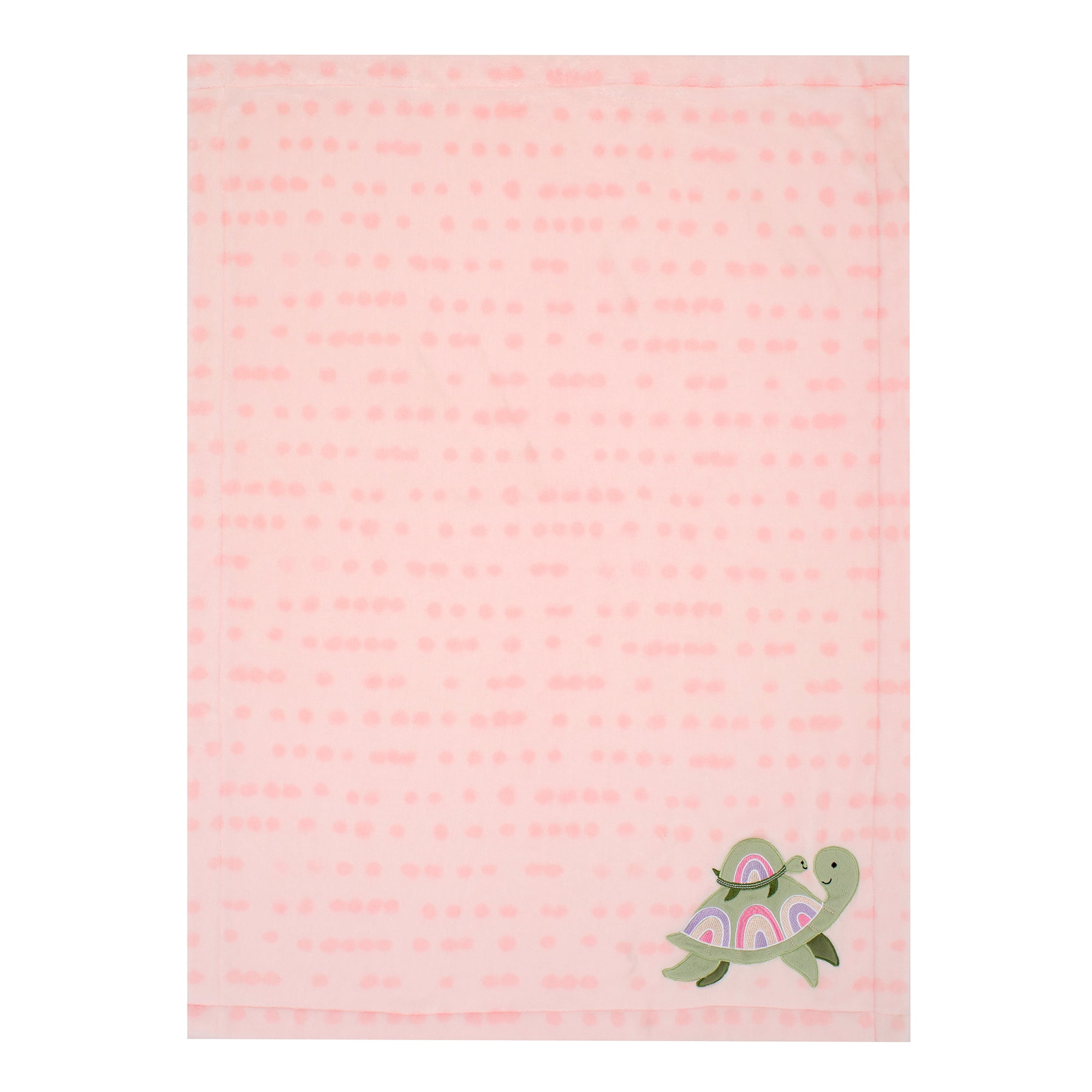 Lambs & Ivy Sea Dreams Cozy Pink Fleece Turtle Applique Baby Blanket
