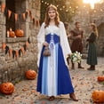thumbnail image 2 of KLHDSF Women's Renaissance Medieval Costumes Dress Trumpet Sleeves Gothic Retro Gown For Halloween Royal Blue XXL, 2 of 6