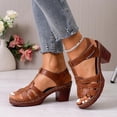 thumbnail image 6 of DeHolifer Women's Chunky Heel Sandals Trendy Open Toe Comfortable Slip On Casual Dressy Wedge Shoes for Spring Summer, 6 of 8