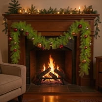 Guvpev Christmas Garland - 9FT Artificial Christmas Cedar Garland,  Realistic Faux Pine Garland for Railing, Table, Front Door, Fireplace Mantel, Window, Wedding, Party, Indoor Outdoor Xmas Decor