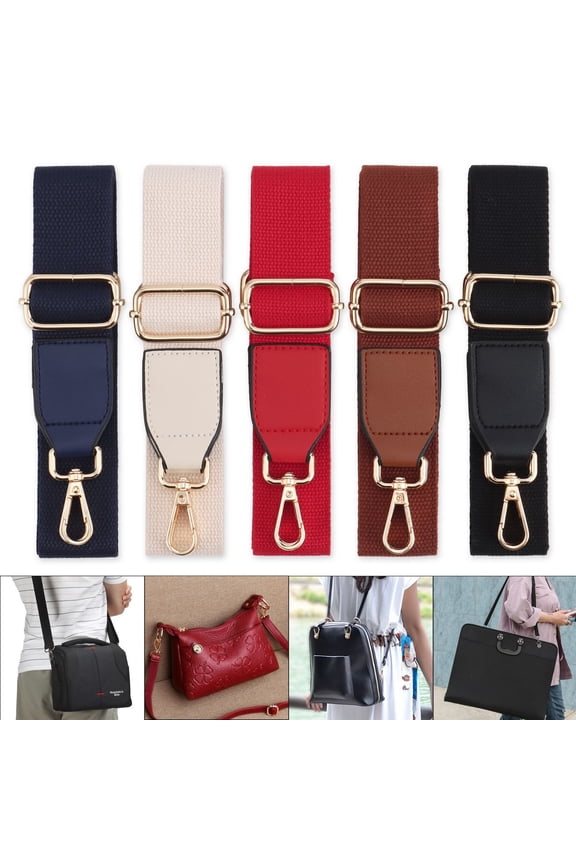 Wide Purse Strap Replacement Adjustable Canvas Crossbody Handbag Shoulder Bag Strap (Black)