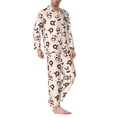 thumbnail image 2 of Salouo Panda Ice Creams Donuts Print Button-Front Long Sleeve Pajama Set for Men, Soft 2Pjs Men's Long Sleeve Sleepwear-Large, 2 of 7