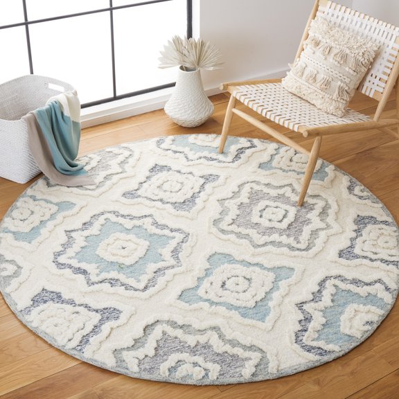 Safavieh Metro Deena Medallion Area Rug, Ivory/Light Blue, 6' x 6' Round