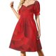 thumbnail image 1 of Vestido de manga corta con flores rojas Vestido de mujer Vestido largo mujer para mujer verano, 1 of 7