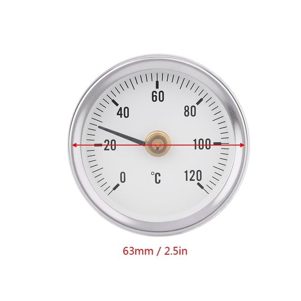 63mm 0-120 °C Termómetro Bimetálico Impermeable del Resorte,IP55 Termómetro a Prueba de Polvo para los Tubos, Superficie, Aceite, Plantas de Energía, Barco, etc Ecomeon no
