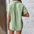 thumbnail image 3 of Camisa de manga corta con botones y mangas murciélago de color liso para mujer - Poliéster - Tallas S-XXL, 3 of 4