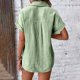 thumbnail image 3 of Camisa de manga corta con botones y mangas murciélago de color liso para mujer - Poliéster - Tallas S-XXL, 3 of 4